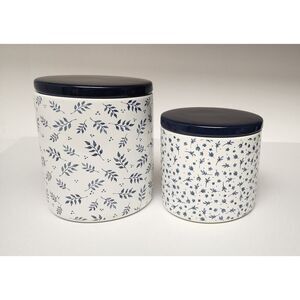 Kirkland's Home Blue Blooms 2pc Floral Canister